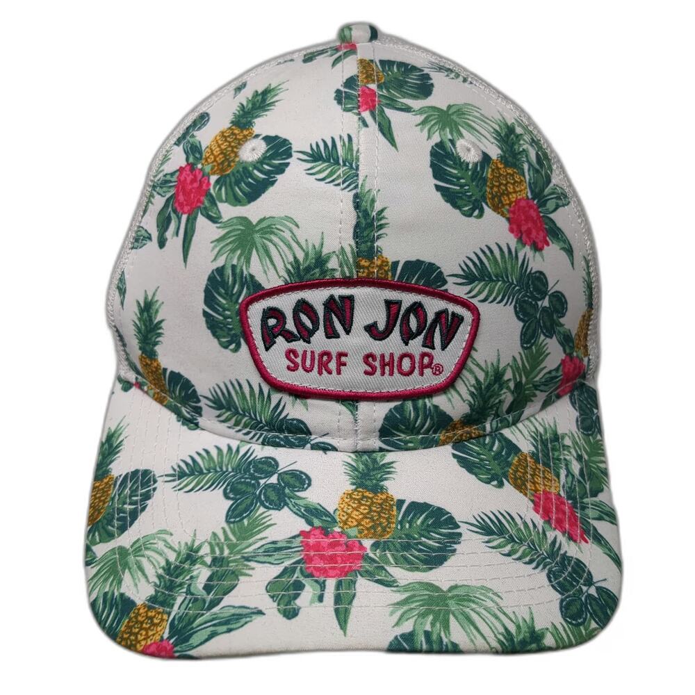 Ron Jon Surf Shop Trucker Hat White One Size Tropical Pineapple Mesh Snapback